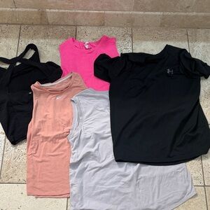 Lululemon Athletica Nike and Under Armor 5 tops M/L bundle